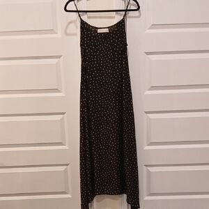 Natalie Martin Black Brown Polka Dot Midi/Maxi Silk Dress Size XS